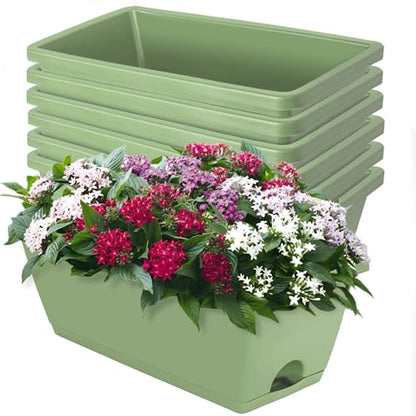 LOCONHA 7 Pack Window Box Planter, Plastic Vegetable Flower Planters Boxes - color: Aqua