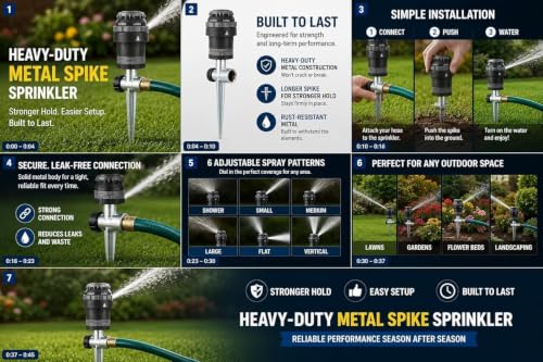 6-Pack Orbit 58573N H2O-Six Gear-Drive Sprinkler on Metal T-Spike (6)