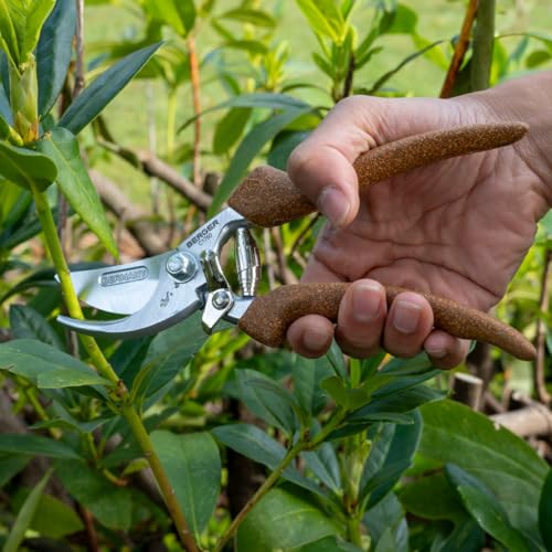 BERGER Pruning Shears – Professional 8.7" Garden Hand Pruners with Forged Steel Body, Chrome-Plated Straight Blade, Recycled Cork Grip Handle, Gardening Clippers – C1760