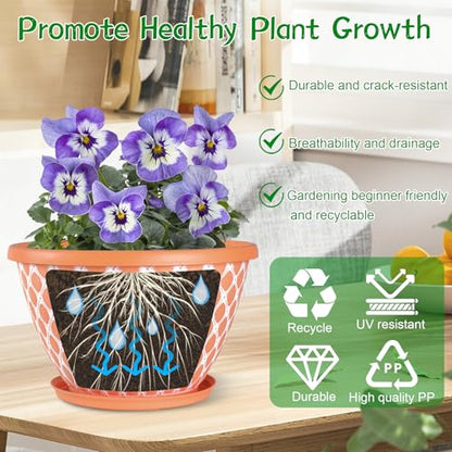 Nooulap 16 Inch Plant Pots, 4 Pack Large Flower Pots - color: Orange, size: 16 inch