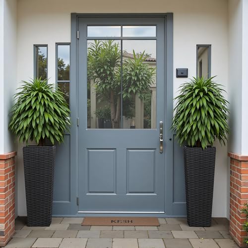 Devoko Resin 23.6'' Tall Planters, Large Taper Outdoor Planter - color: Black, size: 23.6" Set of 2