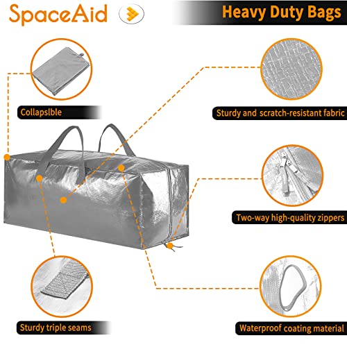 SpaceAid Heavy Duty Moving Bags, Extra Large Storage Totes W/Backpack Straps Strong Handles & Zippers, Alternative to Moving Boxes, Packing & Moving Supplies, Gley (8 Pack) - color: Grey, size: 8 Pack