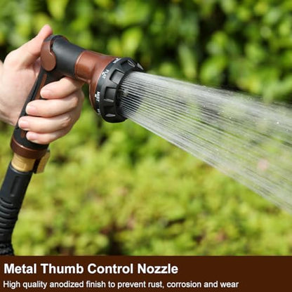 FANHAO Heavy Duty Garden Hose Nozzle, Metal Hose Sprayer Easy Thumb Control - color: Brown