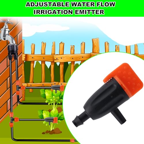 30pcs Drip Irrigation Emitters, Garden Irrigation Drippers with 30pcs Support Stakes Adjustable Drip Emitters Water Dripper for Plants Lawn Flower Watering Accessories