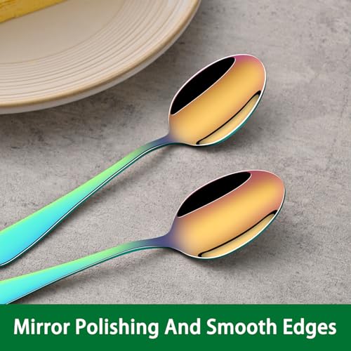 DEHOV 5.5 Inch Colorful Rainbow Coffee & Tea & Demitasse Spoons Set of 8 - color: Rainbow