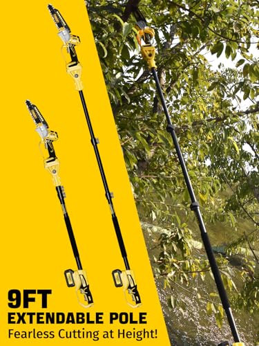 Cordless Pole Saw, 8-INCH 2-IN-1 Chainsaw, Electric Tree Trimmer with 9FT Telescopic Pole, 180°Angle for Tree Branches Pruning & Wood Cutting,Compatible with Makita Battery (no battery) - style: 8inch Pole Saw (tool only)
