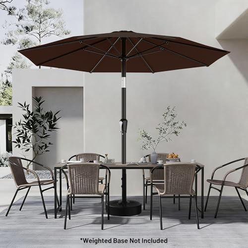 AreShark 9FT Outdoor Patio Umbrella with Tilt and Crank, Brown - color: Brown, size: 9ft