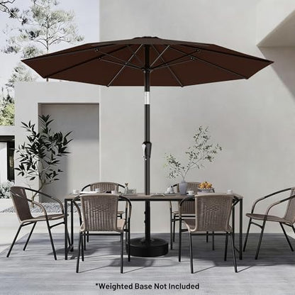 AreShark 9FT Outdoor Patio Umbrella with Tilt and Crank, Brown - color: Brown, size: 9ft