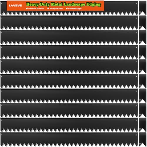 LAVEVE Galvanized Steel Landscape Edging 10-Pack, 40" L x 8" H (33Ft Total) - color: Black, size: 40"l X 8"h X 10 Pack