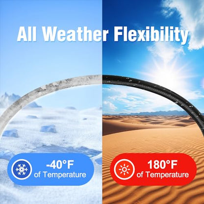 Beitopamz Garden Hose 75 ft x 5/8 in Heavy Duty Water Hose, Flexible and Durable, Lightweight Rubber Hybrid Hose, Leak-Free Connections, Male to Female 3/4'' Brass Fittings for Patio, Lawn, Black - size: 75ft Male to Female