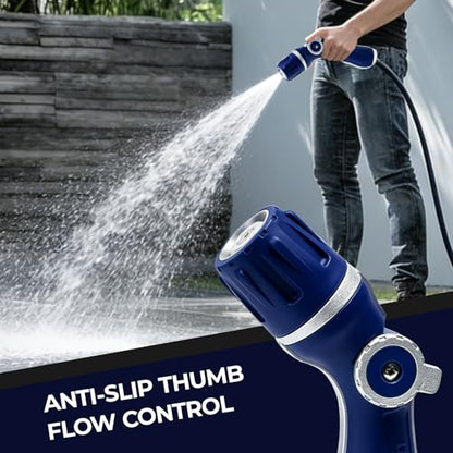 HugeDawn Garden Hose Nozzle, Heavy Duty Metal Sprayer Nozzle, Non-Slip Thumb Control, 3/4" GHT High Flow for Quick Watering & Cleaning (Blue) - color: Blue