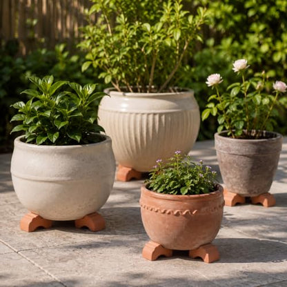 LemonRoad 12 Set Terra Cotta Cement Pot Feet for Outdoor Planters, Bridge - style: Bridge