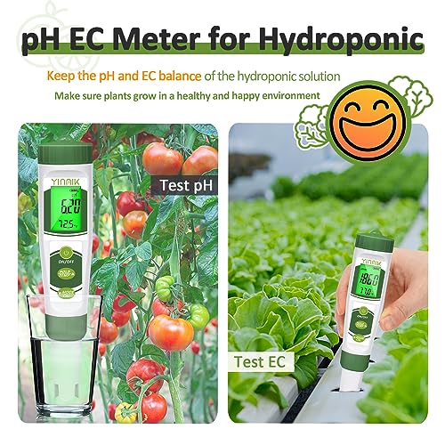 YINMIK pH EC Meter for Water Hydroponics, Digital PPM Meter for Nutrients - color: Green