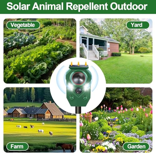 Solar Powered Ultrasonic Animal Repeller with PIR Sensor, 2 Pack - size: 2 Count (Pack of 2)
