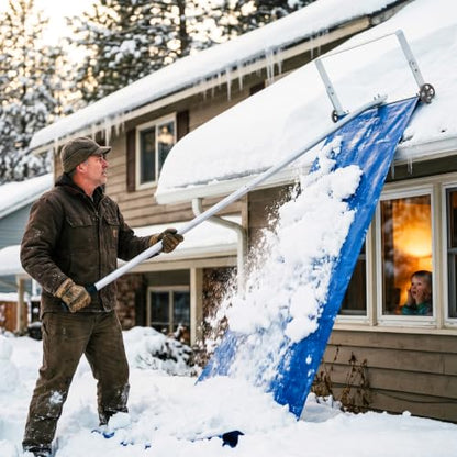 Outvita Snow Roof Rake, 5.3-20FT Extendable Aluminum Pole, Blue - color: Blue, size: 20FT