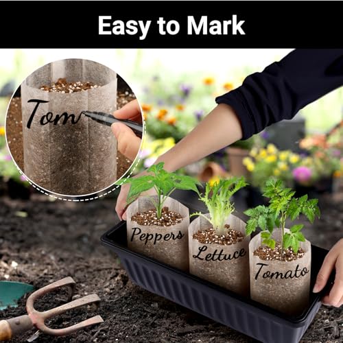 Seedling Grow Bags for Plants Bulk, 6x8 inches Sturdy Non-Woven Nursery Bags, 100PCS Solid Plant Grow Seed Starter Bag, Fabric Seedling Pots Pouches Planting Home Garden Supply - color: White, size: 6.3"x7.8"/Pack of 100