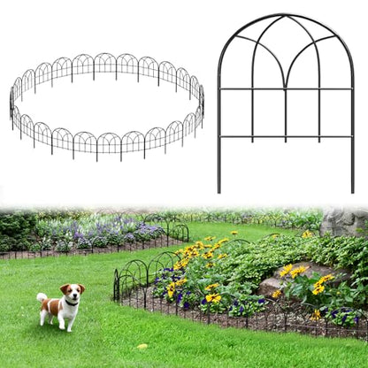 Decorative Garden Fence, 27.3 ft No Dig Flower Bed Border, 26 Pack - size: 26 Arched Panels-27.3 ft (L) x 16.54 in (H)