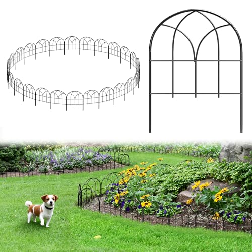 Decorative Garden Fence, 27.3 ft No Dig Flower Bed Border, 26 Pack - size: 26 Arched Panels-27.3ft(L)x16.54in(H)