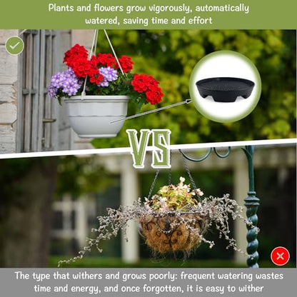 7.16” Self Watering Planter Insert, 10 Pack Invisible Hanging Basket Drip Pan Hanging Basket Planter Plant Auto Watering Devices Plastic Water Catcher Saucer Tray for Outdoor Indoor Pots Liners