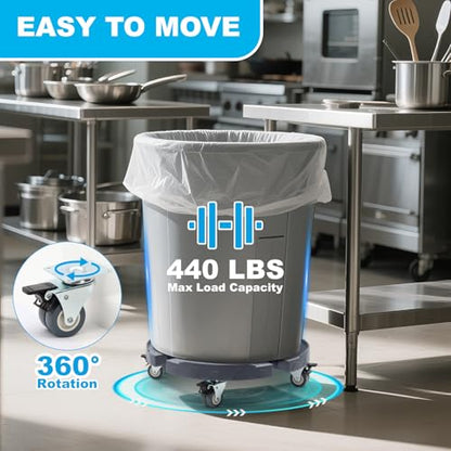 Round Dolly with Wheels, Adjustable 15-19 Inch Heavy Duty Trash Can Roller Base Drum Keg Dolly with Locking Wheels, 440 LBS Multi Function Rolling Dollies, Grey - color: Gray