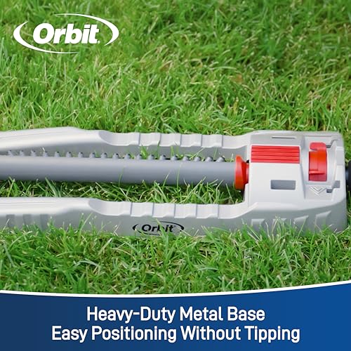 Orbit 56281 Oscillating Water Sprinkler for Lawn and Garden with Metal Base and Custom Pattern Dial (Waters up to 4,000 Square Feet) - color: Metal, size: 4000 Sq Ft