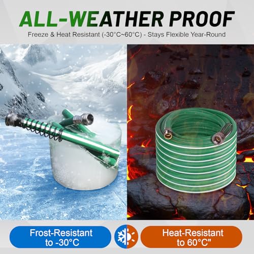 Hybrid Rubber Garden Hose 25 ft with Heavy Duty Solid Fitting - size: 25 FT
