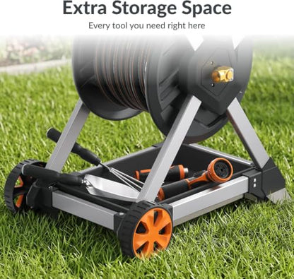 Giraffe Tools Garden Hose Reel Cart,125FT 5/8" Hose Capacity with Storage Basket