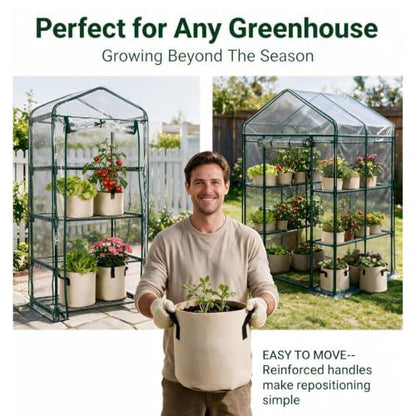 7 Gallon Grow Bags 5-Pack, 300G Thick Fabric Pots, Reinforced Handles - size: 7 Gallon