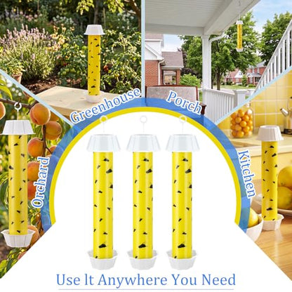 Qualirey 8 Pcs Sticky Fly Trap Stick with Hook, Novel-1, Yellow and Black - color: Yellow and Black, size: Novel-1