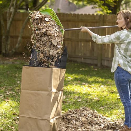 Flip Scooping Leaf Rake, Heavy Duty Lawn and Yard Care, Extra Wide Head, Green
