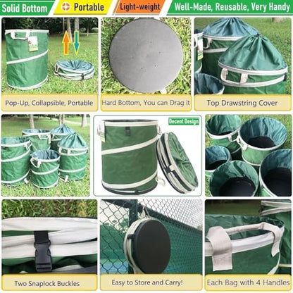 16-Gallon Collapsible Trash Can (16x19 in) Hard-Shell Bottom Yard Garden Bag,Pop-Up Trash Can,RV Camping Waste Bag,Recycling Bin,Laundry Hamper,Leaf Bags,Yard Waste Container,Lawn Grass,Weeds Basket