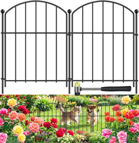 Decorative Garden Fence, 25-Pack Rustproof Animal Barrier, 17 in x 25 ft - size: 25 Panels-17in(H)x25ft(L)