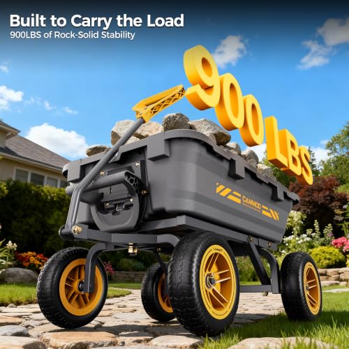 CAMMOO 10-in NO-Flat Tires 900lb Garden Dump Cart Wheelbarrow Garden Wagon - color: Gray
