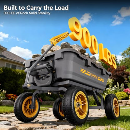 CAMMOO 10-in NO-Flat Tires 900lb Garden Dump Cart Wheelbarrow Garden Wagon - color: Gray