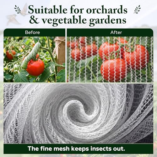 SATINIOR 16.3x10 ft Garden Hail Netting Heavy Duty for Raised Beds, White