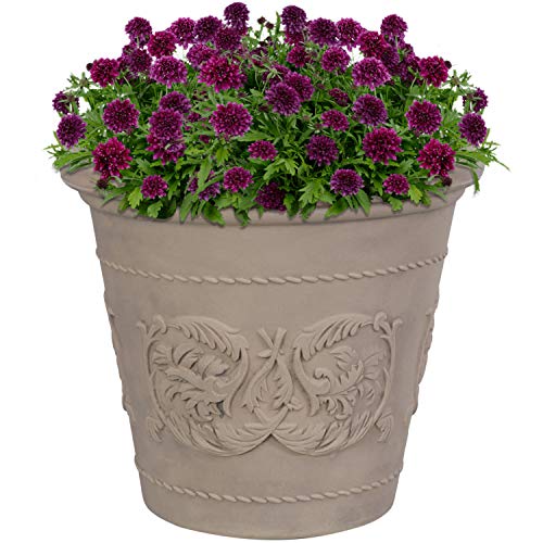 Sunnydaze Arabella 19.5'' Plastic Planter Pot for Plants, Beige - color: Beige, size: 19.5 in