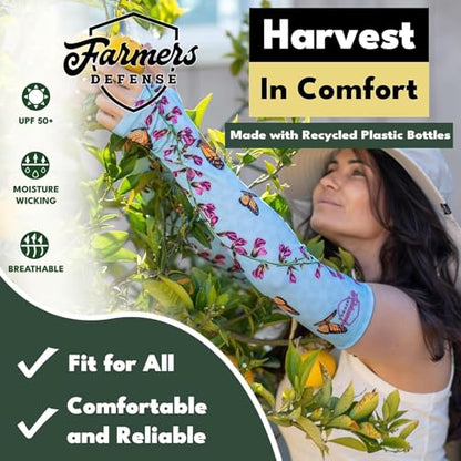 FARMER'S DEFENSE Gardening Arm Sleeves|UV Cooling Protective Sleeve Women & Men|Anti-Scratch Cover Sun UPF Outdoor Protection - Heather Green - SM - color: Heather Green, size: Small-Medium