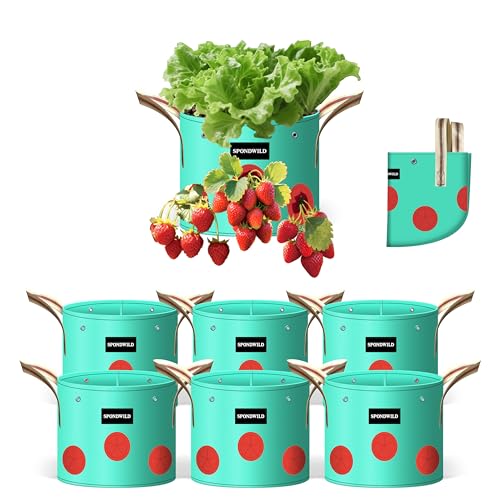 7 Pcs 5 Gallon Grow Bags, PE Plant Pots with 8 Breathable Holes - size: 5 gallon, style: Dot_Grow_Bags