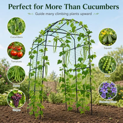 FOLLOOK Garden Arch Trellis for Climbing Plants Outdoor, 7.8 ft, Black - size: 43.3" x 70.8" x 82.6"