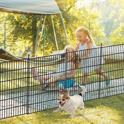 15 Panels No Dig Garden Fence with Gate, 32 in(H) X36.3 ft(L) Metal Fence Panels, Thickened Rustproof Garden Fencing, Animal Barrier Fence for Dogs, Rabbits, and Patio - size: 32 in(H)×29in(L)