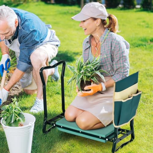 LDAILY Garden Kneeler and Seat with Foam Pad, Green