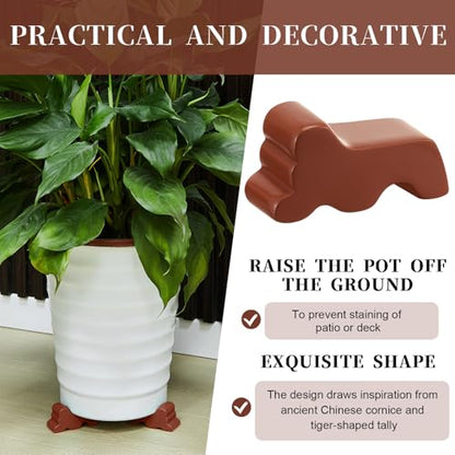 Kigeli 12 Pcs Resin Pot Feet for Outdoor Planters Frost Proof, Brown - color: Brown