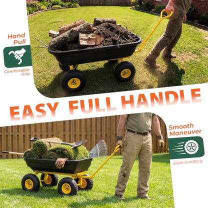 Sekey Heavy-Duty Garden Dump Cart, 600 lb Capacity, Black/Yellow - color: Black, size: 600lbs