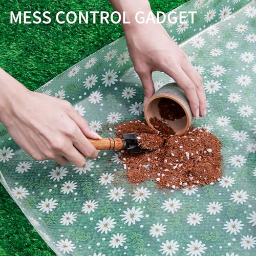 Azureblue 2 Pack Repotting Mat for Indoor Plants Waterproof Clear Potting Mat Foldable Plant Potting Repotting Tray Portable Gardening Tray for Indoor Potting Soil, House Plants Orchid,Succulents M