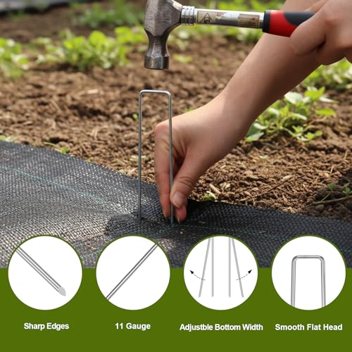 HongWay 100 Pack Landscape Staples, 6 Inch Garden Stakes Galvanized Steel - size: 6 Inch, 100pcs