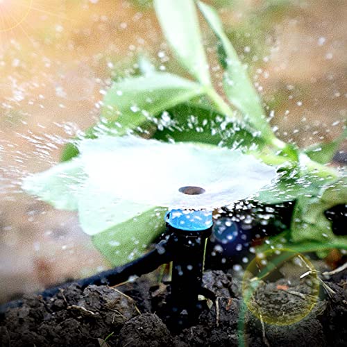 Hortsun 200 Pcs 5.2 Inches Drip Irrigation Emitters Fan Drip Emitters for 1/4 Inch Drip Irrigation Tubing 360 Degree Adjustable Micro Spray Drippers Stake Drip Emitter for Watering System