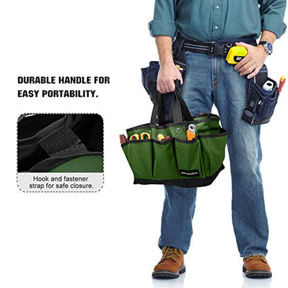 Housolution 14 Inch Gardening Tote Bag, Garden Tool Storage Bag, Dark Green - color: Dark Green, size: 14 Inch