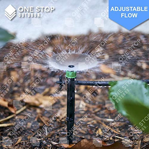 (100-PACK) - 1/4" Inch 360 Degree Drip Emitter On 5" Stake Sprayer Adjustable Flow 0-20 GPH, Fits 1/4 (4-6mm) Irrigation Tubing - Micro Bubbler Drippers for Drip Irrigation (100 Pack Dripper on Stake) - color: 100 Pack Dripper on Stake