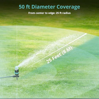 QUOBAS 360°Rotating Sprinkler for Yard, Heavy Duty Water Sprinkler for Lawn
