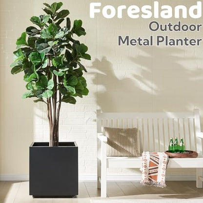 Large Cube Metal Outdoor Planter Box 20Wx20Dx21.5H - color: Black, size: 20Wx20Dx21.5H